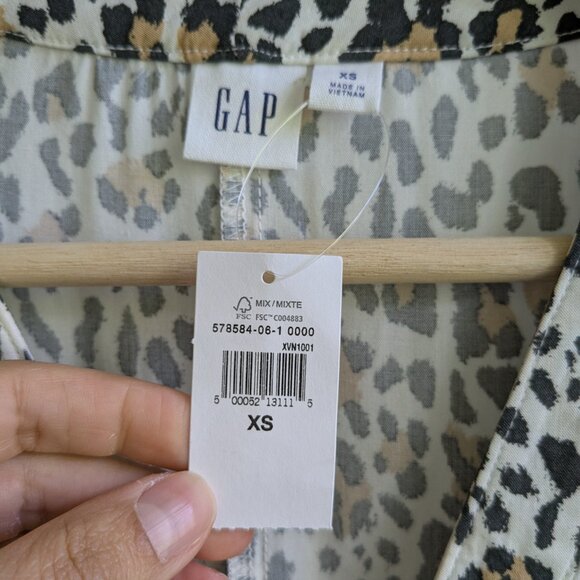 NWT GAP Sheath Dress XS Cheetah Animal Print V Neck Rayon Relaxed T Shirt Dress - Picture 4 of 8